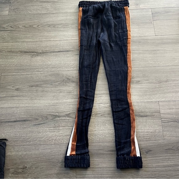 Veronica Beard Lang Tuxedo-Striped Metallic Textured-Voile Joggers Size XS - Picture 7 of 9